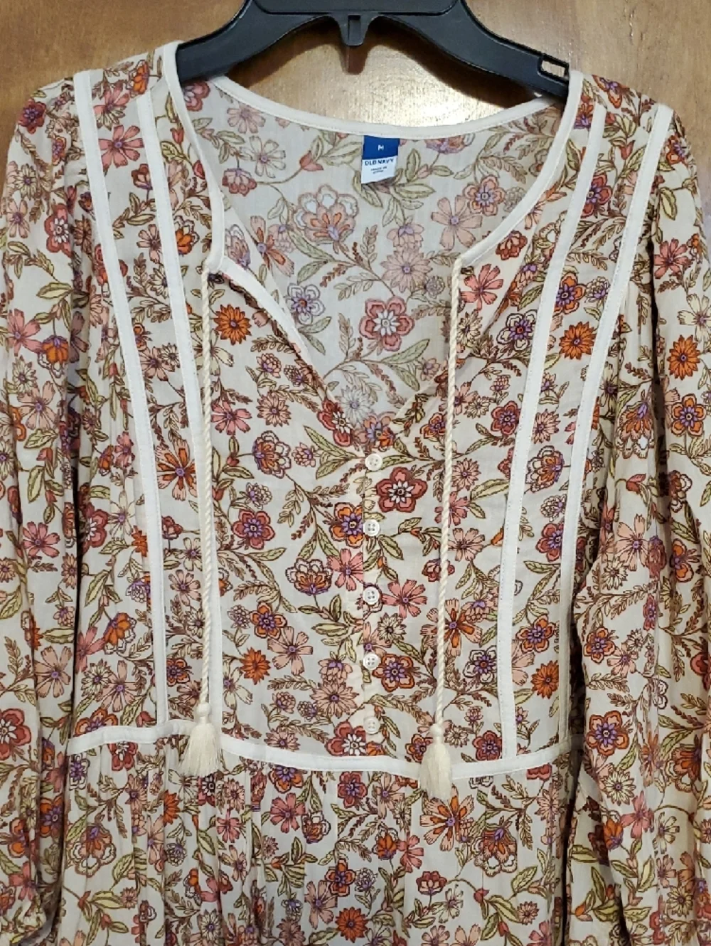 Old Navy Cream Maxi Dress with Pink and Rust Floral Print - Picture 2 of 5